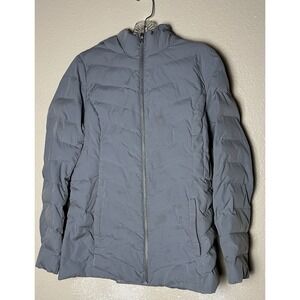 32 Degrees Heat Women's Size S Full Zip Blue Puffer Jacket with Hood Zip Pockets